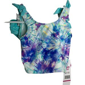 Limited Too Girls 4 Tankini Swimsuit Set Tie Dye Top Turquoise Bottoms NWT